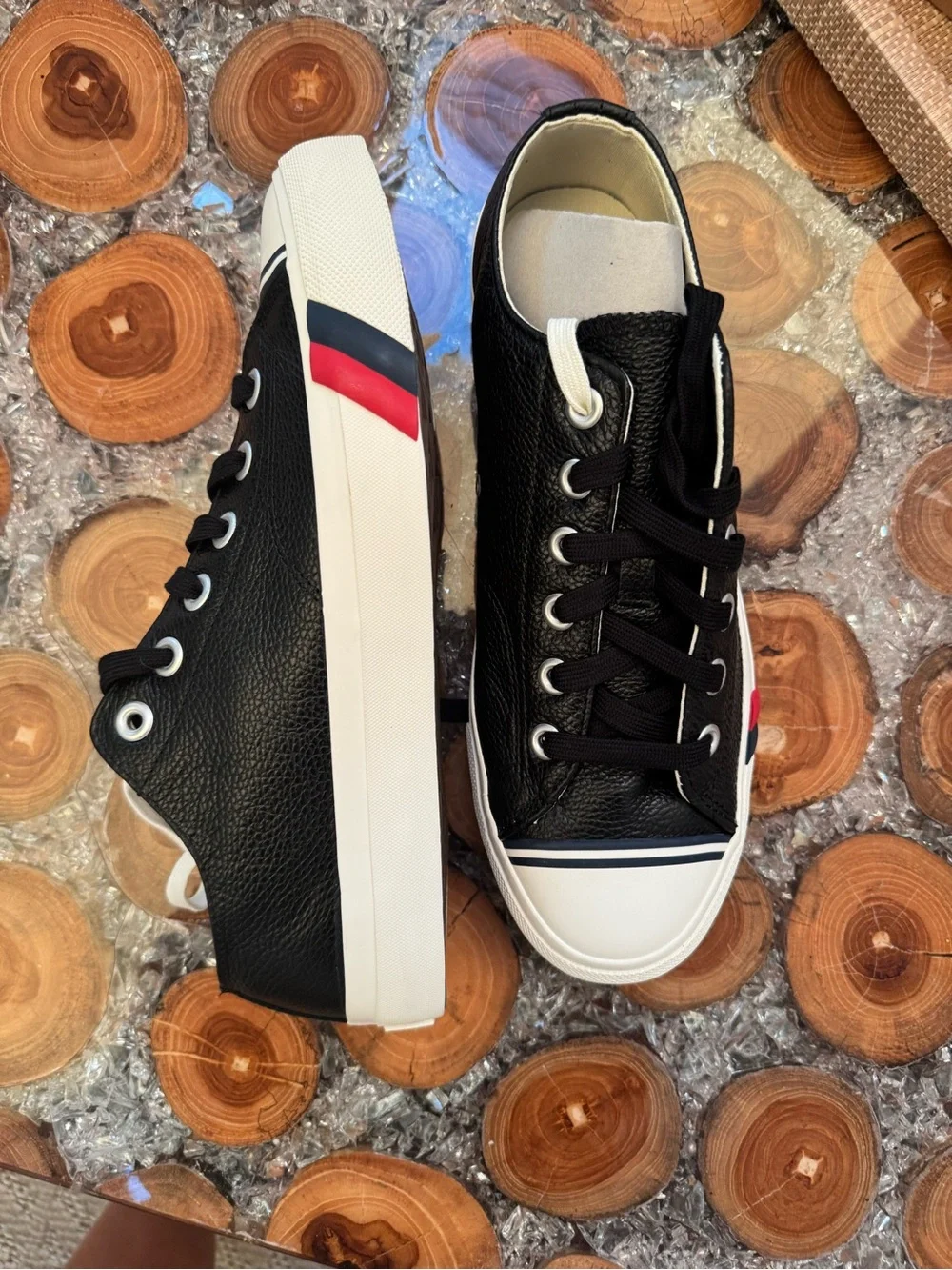 Pro-Keds Men's Black Low-Top Sneakers with Red & Navy Side Detail